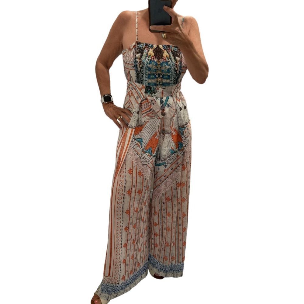 Showpo Who I Am Abstract Print Tie Back Jumpsuit.Size 8 Australia US Size 4